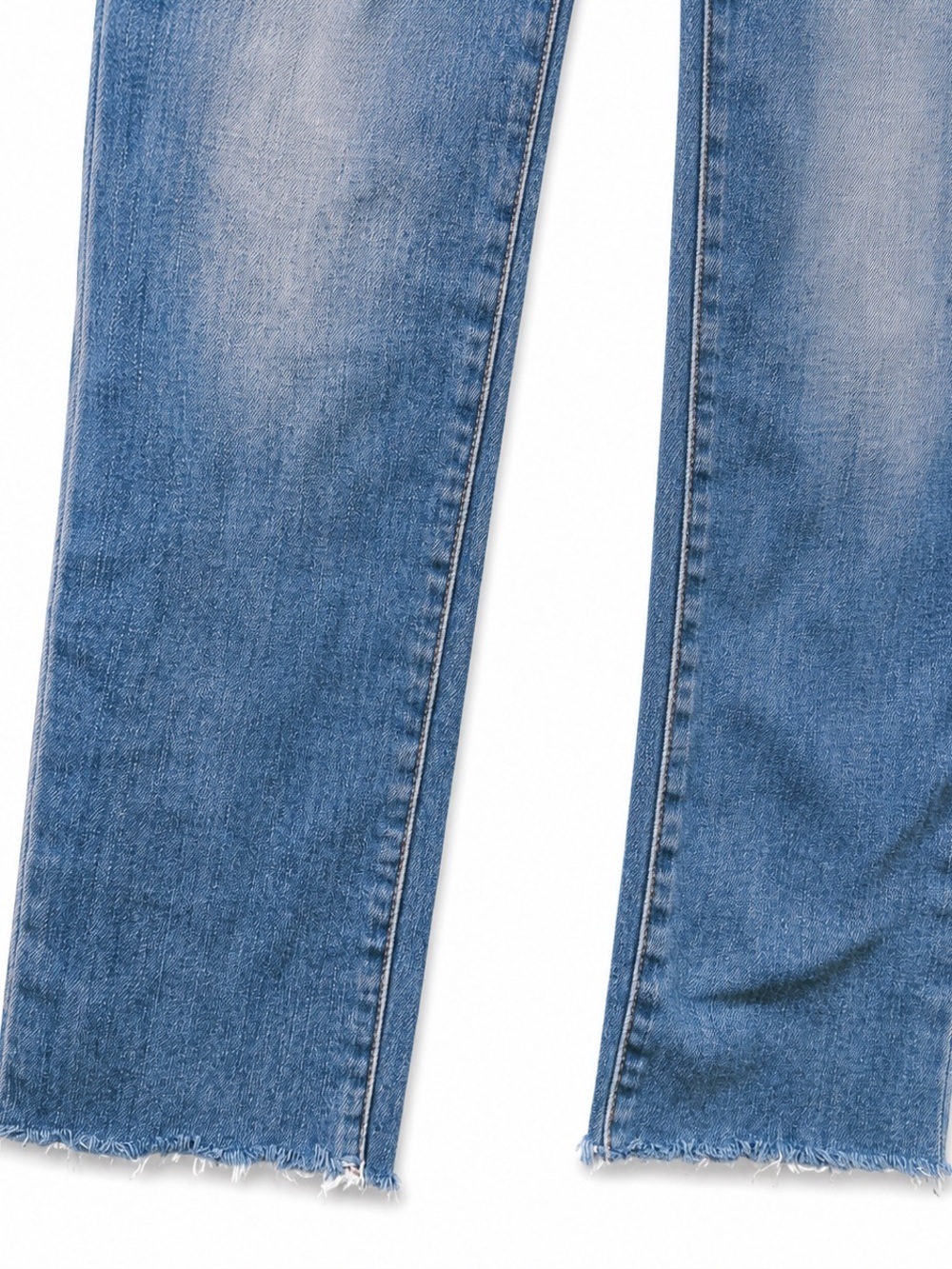 FRAME Le High Straight Tie Waist Jeans Frayed Hem Faded Blue Wash, Size 25 - Picture 4 of 12